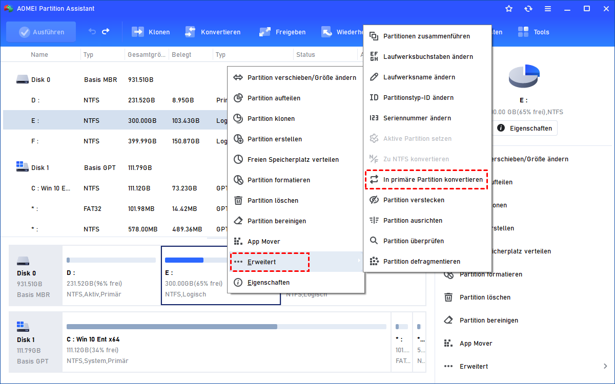 Logische Partition in primäre Partition konvertieren