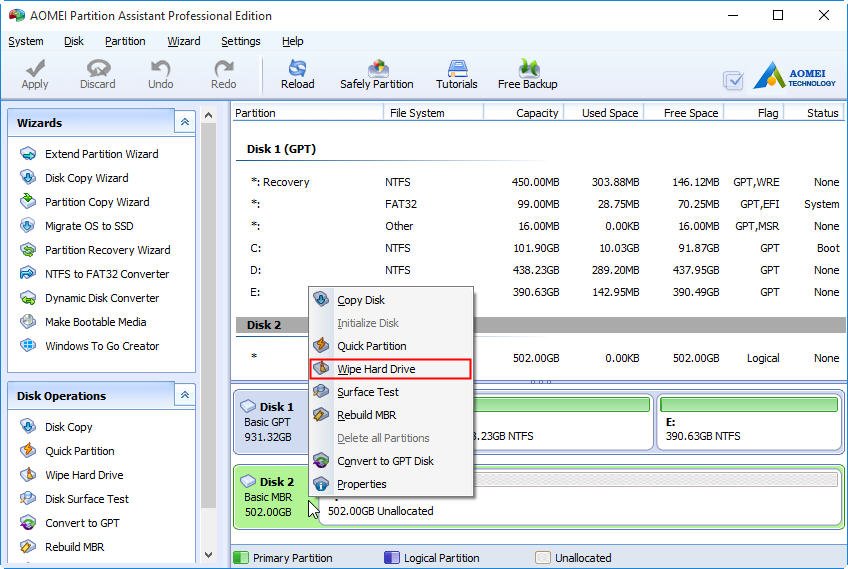 How To Wipe Hard Drive Partition?