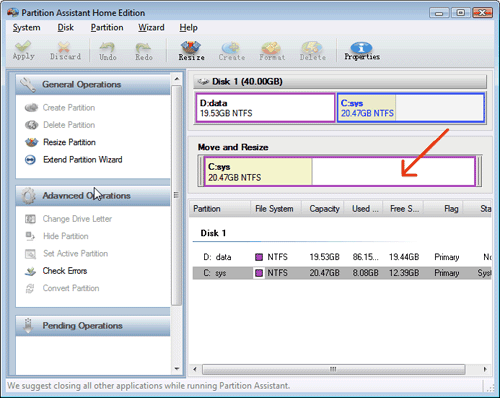 Resize and Move Partition