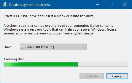 How Do Create A System Repair Disc in 10?