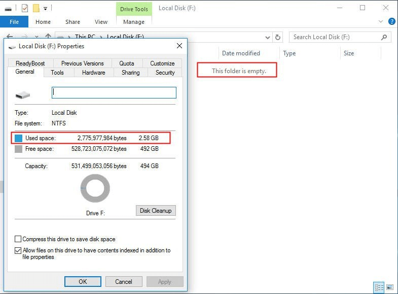 external hard drive showing wrong capacity