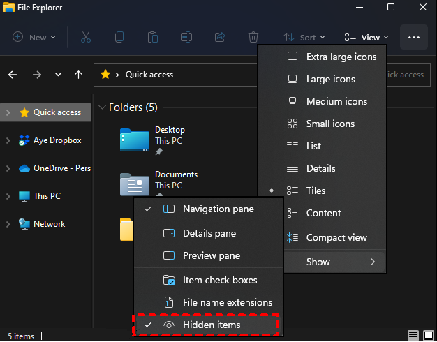 [Windows 11 ] Show Hidden Files and Folders