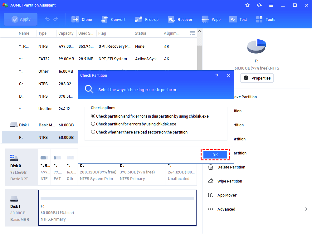 partition find and mount indicated disk size is wrong
