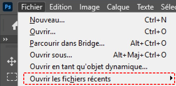 comment récupérer un fichier photoshop non enregistré