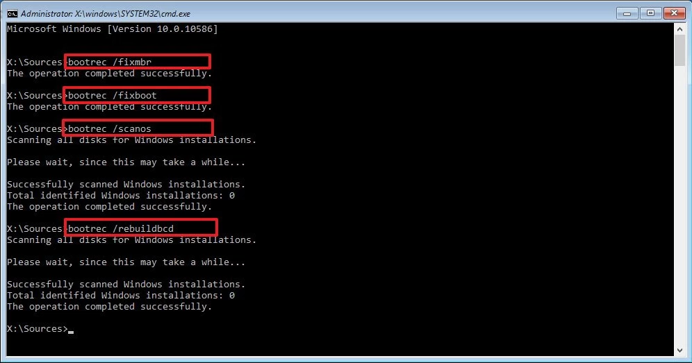 fix windows 10 registry from command prompt